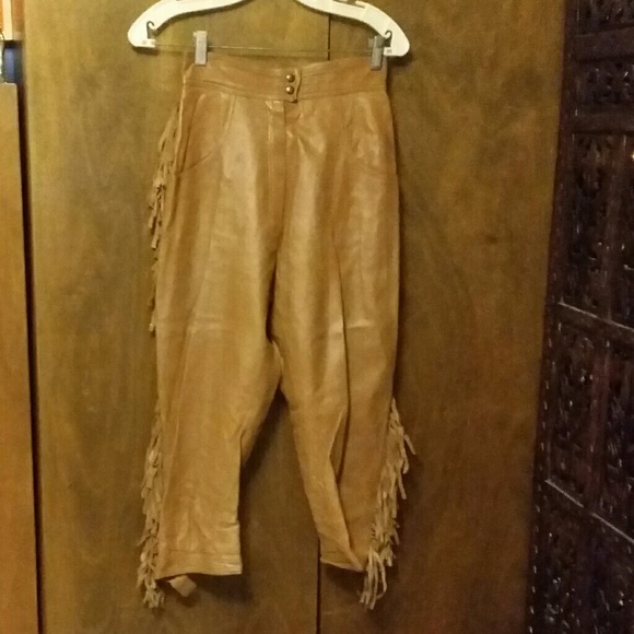 Yves Saint Laurent Pants - YSL Cognac Lamb Leather Fringe Knickers